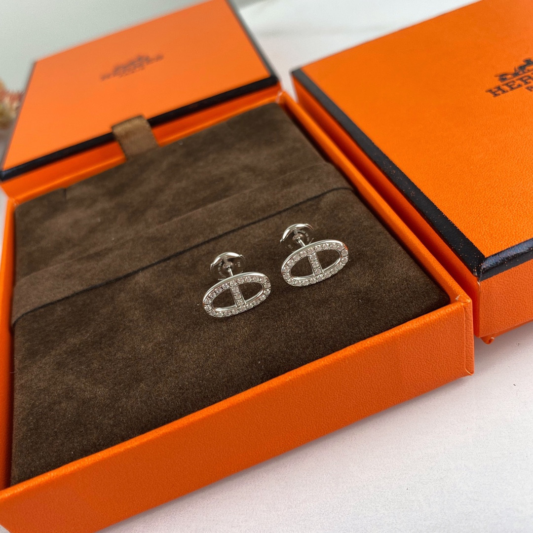 hermès fully Di*m*nd-encrusted  h stud earrings