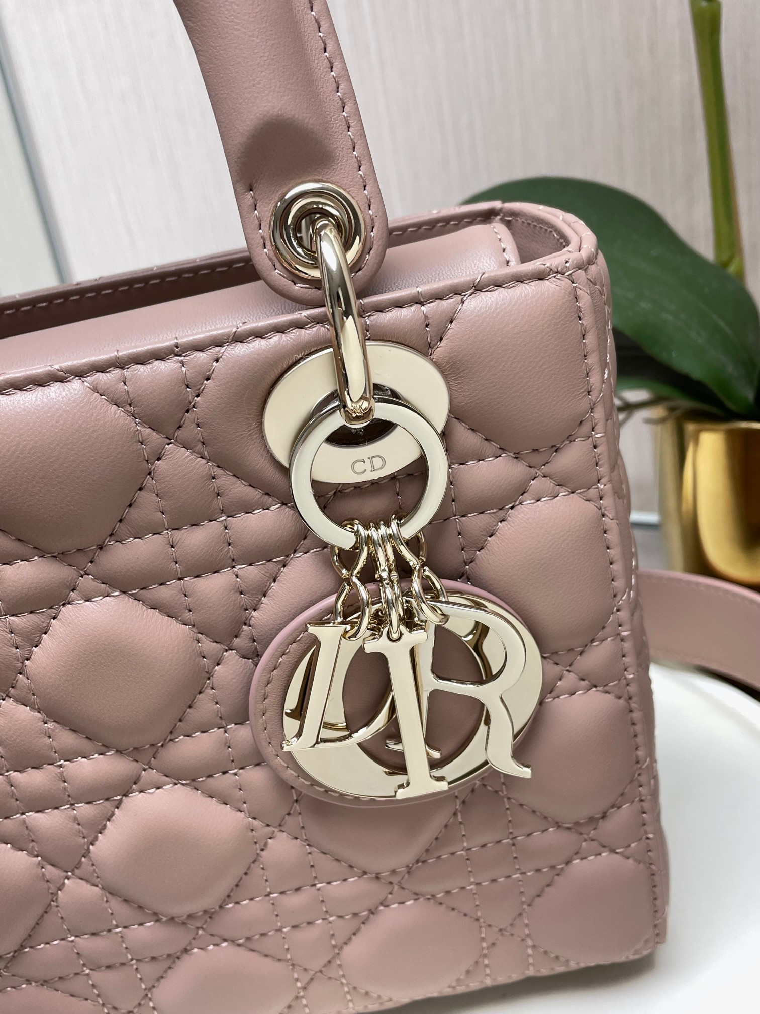 small lady D*or my abcD*or bag blush 8 x 6.5 x 3 inches