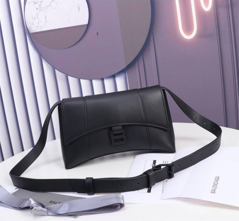 Ba*len*cia*ga women's hourglass wallet shoulder bag in black l9 x h5.9 x w3.9 inch