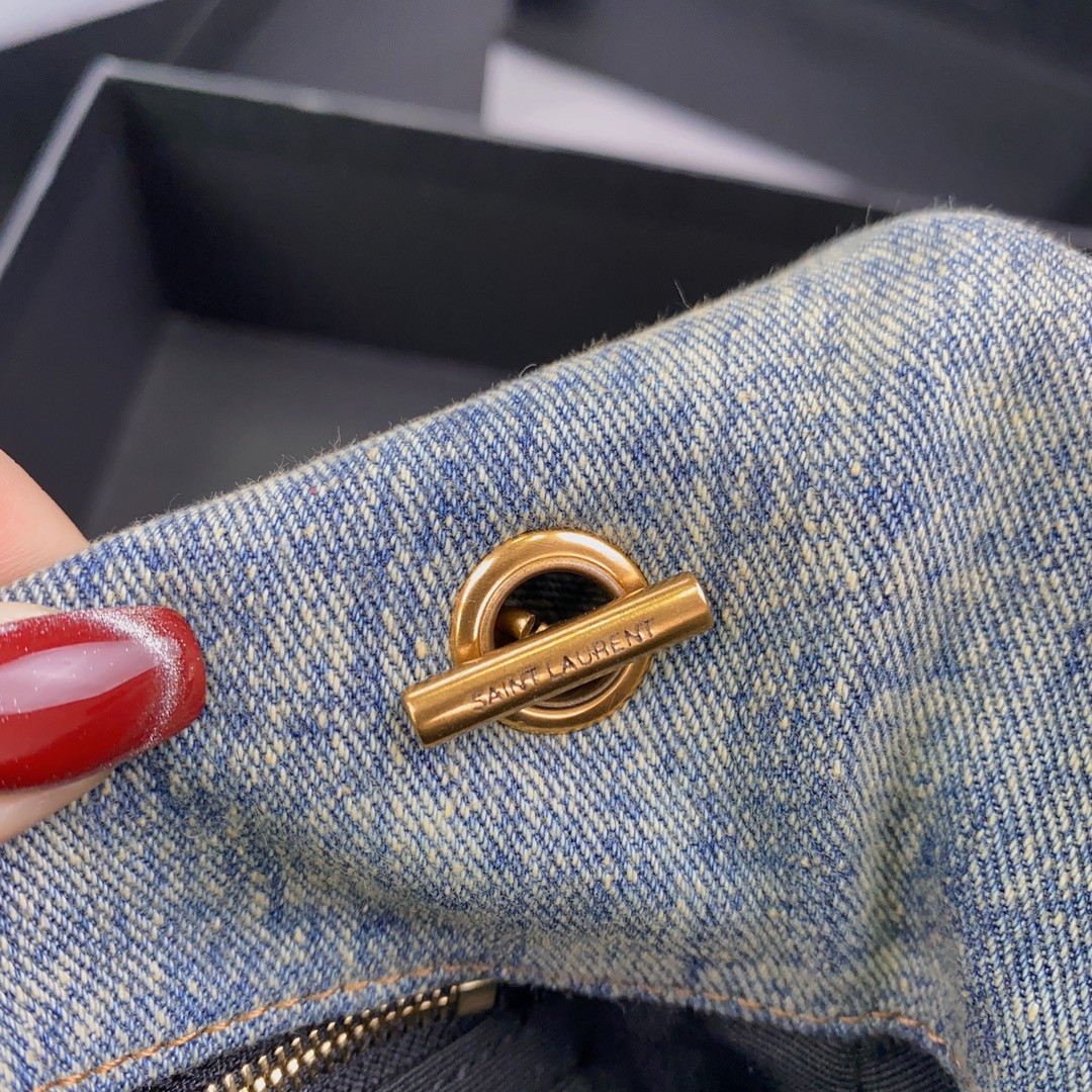 Y*L puffer in suede and denim light blue 23 x 15.5 x 5.8 cm